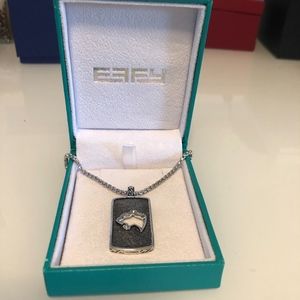 EFFY STERLING SILVER PANTHER DOG TAG NECKLACE